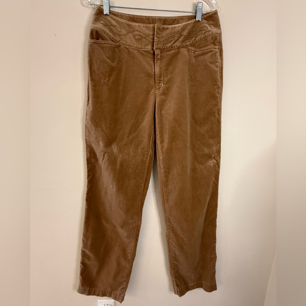 Liz Claiborne soft velvet brown embroidered western pants SZ 8
